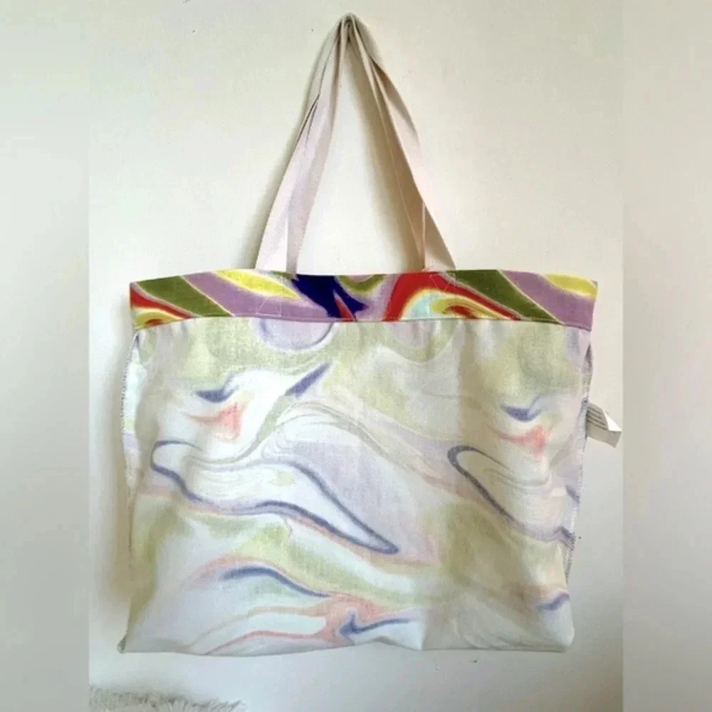 Wild Fable Moody Green Yellow Purple Aesthetic Watercolor Swirls Style Tote Bag